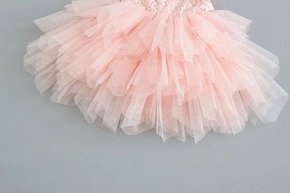 Summer Princess Dresses for Girl Lace Tulle Party Wedding Dress With Sash Baby Clothes 1-6Y E1953