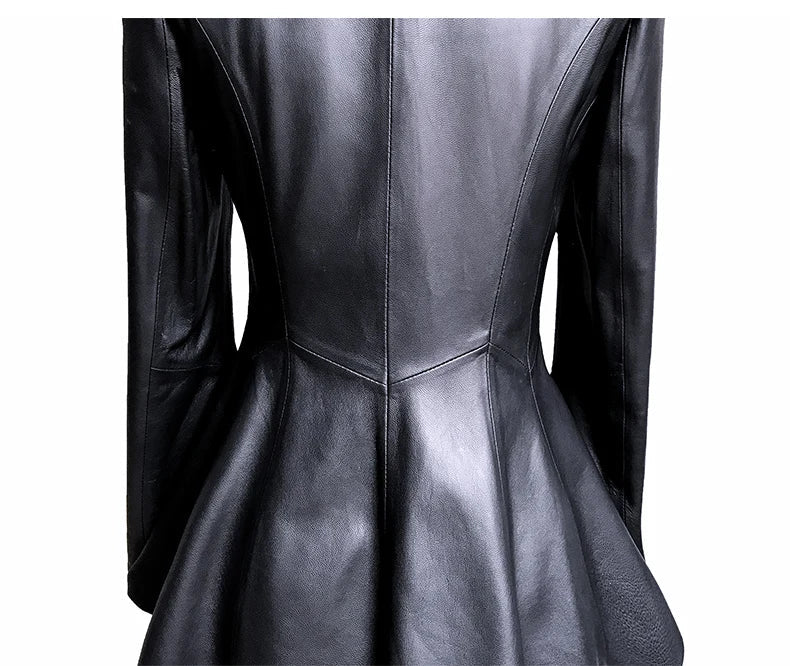 Lautaro Autumn Black Slim Soft Pu Leather Jacket Women Deep V Neck Long Puff Sleeve Elegant Luxury Skirted Blazer Fashion 2021