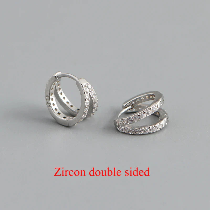 925 Sterling Silver Simple Glossy Double Ear Buckle for Women Unique Charm Party Hoop Earrings Fine Jewelry Accessories