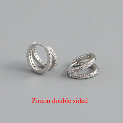 925 Sterling Silver Simple Glossy Double Ear Buckle for Women Unique Charm Party Hoop Earrings Fine Jewelry Accessories