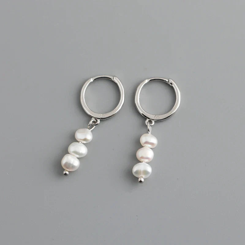 Real 925 Sterling Silver Natural Freshwater Baroque Pearl Stud Earrings for Women Bohemian Charming Jewelry Trend 2021