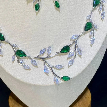 Fashion Four Colors Cubic Zirconia Vine Earrings and Necklace Sets For Women, Dubai Jewelry Sets, Bridal Jewelry Sets, X0179