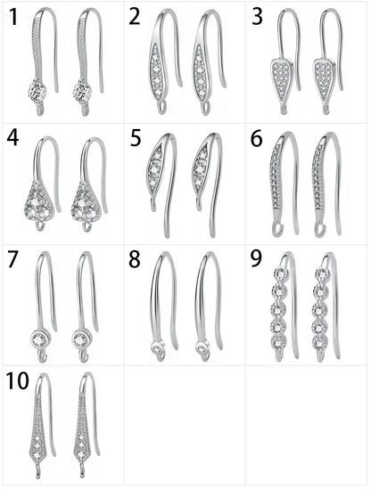 TrustDavis Real 925 Sterling Silver Fashion Dazzling CZ Opening Handmade Ear Hook Earring DIY Accessories Fine Jewelry HY365