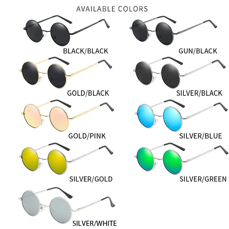 Retro Polarized Round Metal Frame Sunglasses Eyewear For Men and Women Driving Fishing Brand Designer Sun Glasses UV400