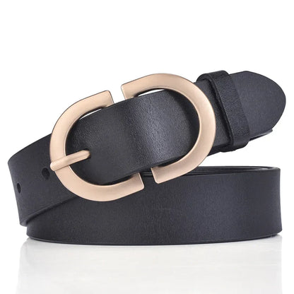 Official Authentic Woman Leather Belt Golden Alloy Buckle Natural Cowhide Ladies Jeans Belt Trousers Belt Female ZK105