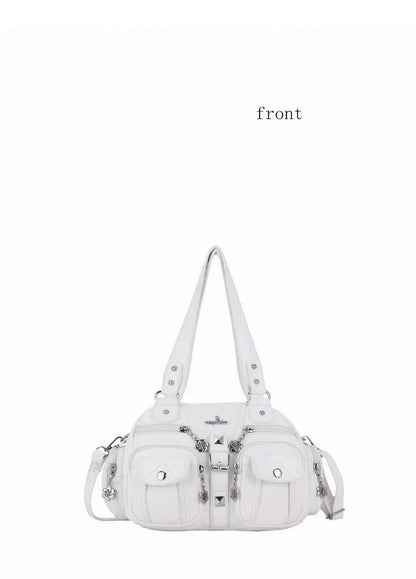 Women Small Handbags Satchel Top-handle Handbag PU Shoulder Bag 8”x11” Dumpling Pack Multi-pockets Shoulder Bag