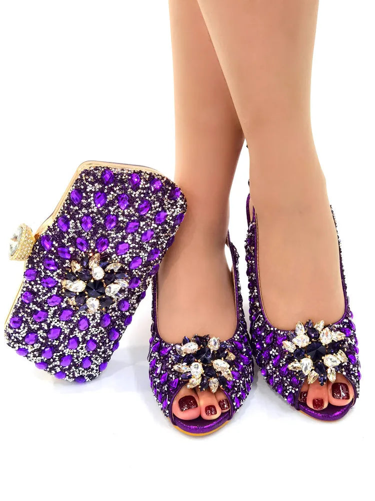 Silver Color Nigerian Women's Shoes and Bags Party  African Fashion Shoes and Bags Wedding Shoes and Bags