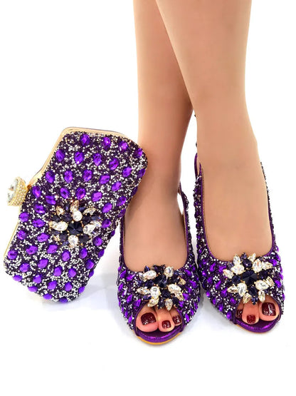 Silver Color Nigerian Women's Shoes and Bags Party  African Fashion Shoes and Bags Wedding Shoes and Bags