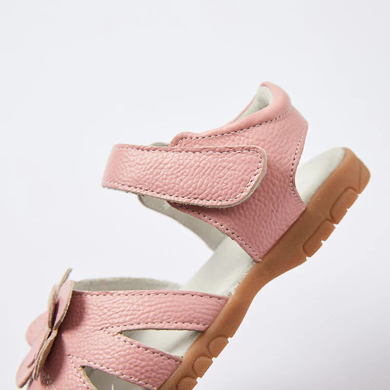 Hot selling little girl flower Sandals kids closed toe princess shoes for summer 3-7years older
