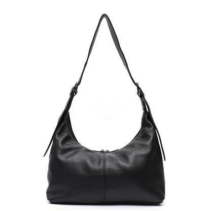 Luxury Women Cowhide Crossbody Bag Large Casual Shoulder Purse Wide Strap Handbag Female Daily 100% Genuine Leather Hobo Sack