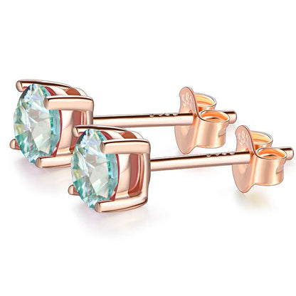 D Color Moissanite 1CT Gemstone 750 Rose Gold 18K Plated Stud Earrings for Women Solid 18K Gold Solitaire Fine Jewelry