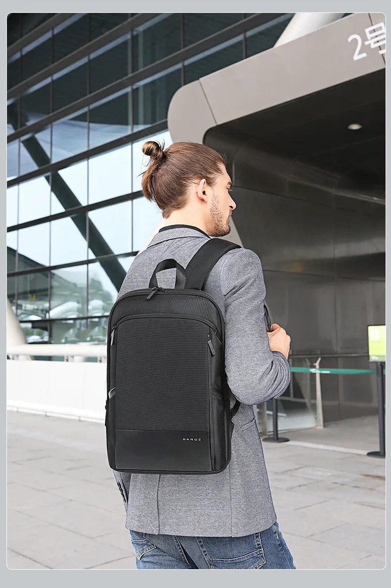 Slim Men Business Expandable Waterproof 15.6" Laptop Backpack Fashion Male Travel Light Scalable Shoulder Bags for Men