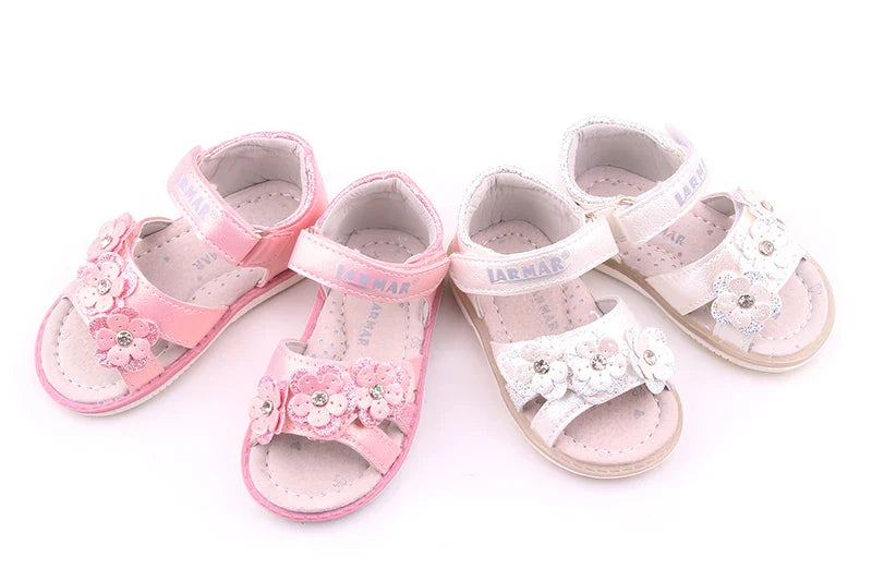 2023 Summer Kids Sandals for Girls Baby Sandals Soft Leather Flowers Princess Girls Shoes Children Beach Sandals Toddler Shoes