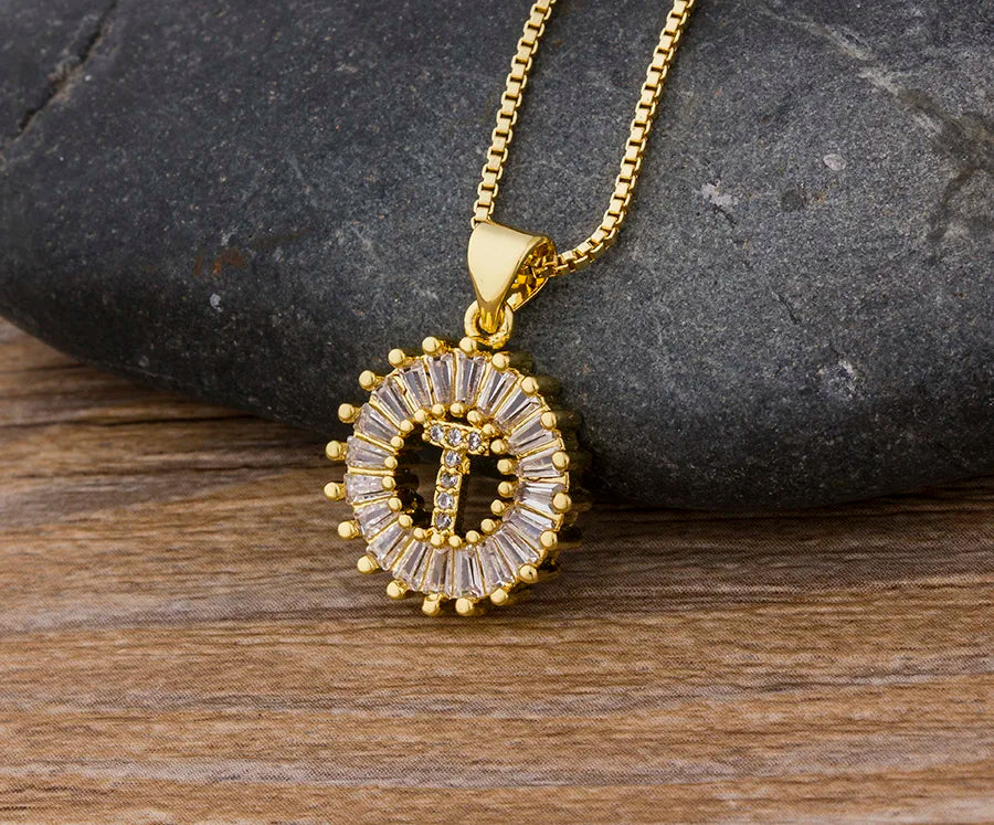 2 Colors Initial Letter Pendant 26 Letters Charm Name Necklace Top Quality Copper Zircon Jewelry Birthday Gift