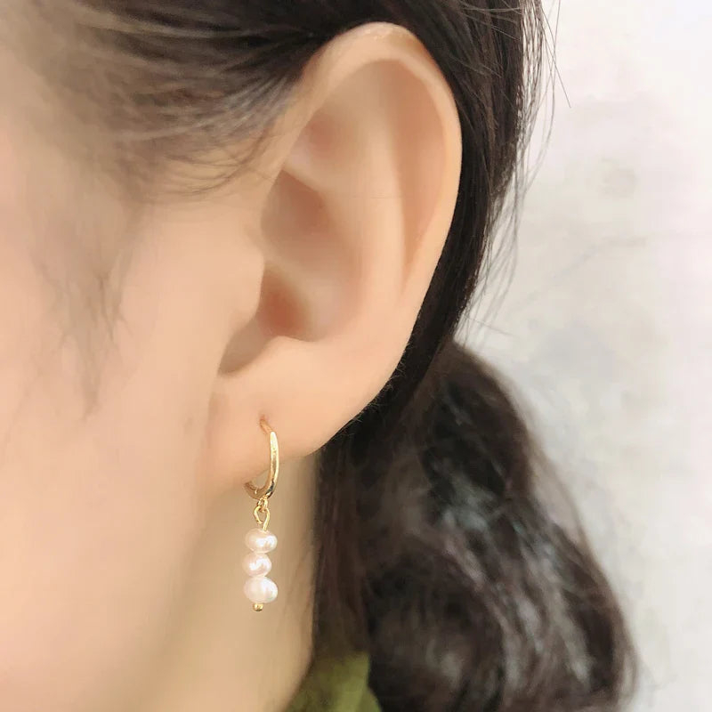 Real 925 Sterling Silver Natural Freshwater Baroque Pearl Stud Earrings for Women Bohemian Charming Jewelry Trend 2021