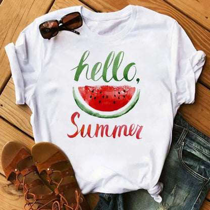 Funny Fruits T Shirt Women Fashion Kawaii Banana Print White T-shirt Harajuku TShirt Short Sleeves Tops Tee Shirt Femme T Shirts