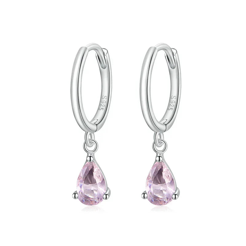 Silver Green Water Drop Earrings 925 Sterling Silver 4 Colors Drop Shape Earring for Women Statement  Jewelry