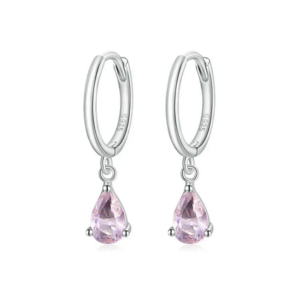 Silver Green Water Drop Earrings 925 Sterling Silver 4 Colors Drop Shape Earring for Women Statement  Jewelry