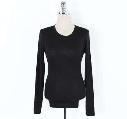 T Shirt Korean Style Slim T-shirts 2026 Sexy Tshirts Cotton Long Sleeve Summer Tops Tee Shirt Femme Khaki Blue White Black