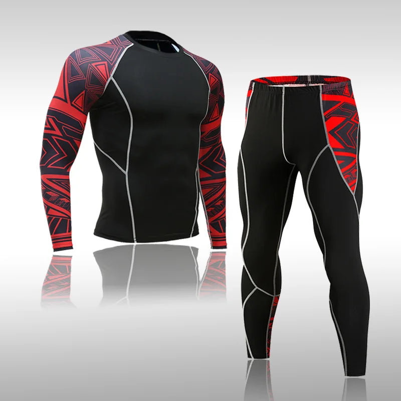 Men's Sports Suit MMA Running Quick-Drying Sportswear Compression Suit Fitness Training 3-Piece Sports Tights
