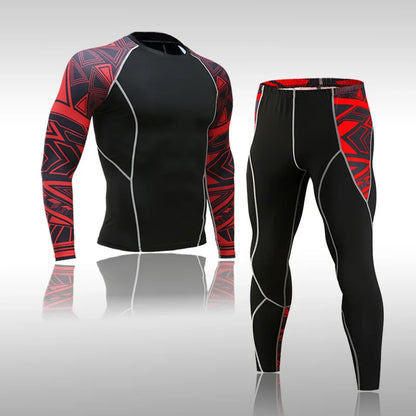Men's Sports Suit MMA Running Quick-Drying Sportswear Compression Suit Fitness Training 3-Piece Sports Tights