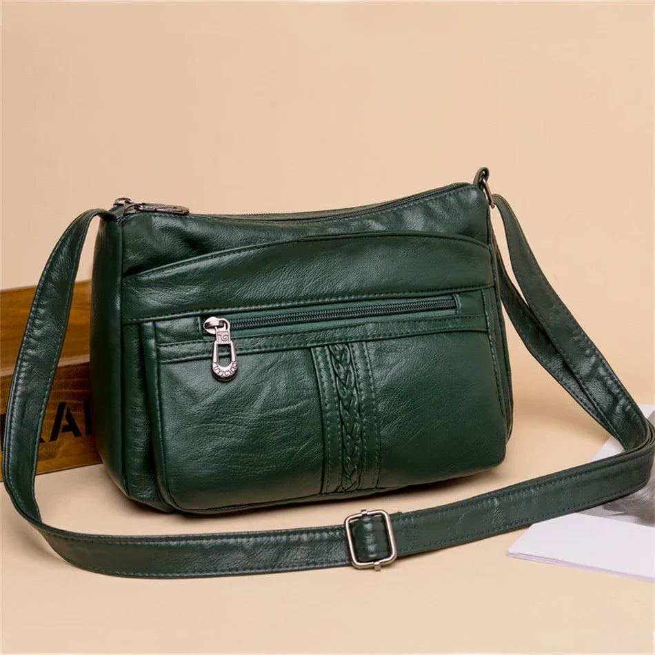 Fashion All-match Solid Color Messenger Bag High Capacity Womens Shoulder Bags 2021 New High Quality Pu Leather Women Handbag