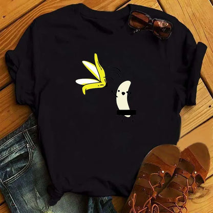 Funny Fruits T Shirt Women Fashion Kawaii Banana Print White T-shirt Harajuku TShirt Short Sleeves Tops Tee Shirt Femme T Shirts