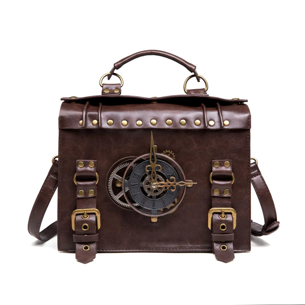 Steampunk Single Shoulder Bags Vintage Women Handbags Gothic Messenger Crossbody Bag Ladies Rivet Top-Handle Bags Pack