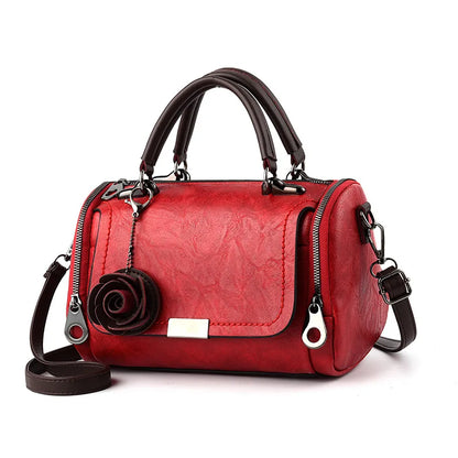 flowers Pendant Handbag Women's fashion Boston bags single shoulder bag ladies crossbody bag PU messenger bag