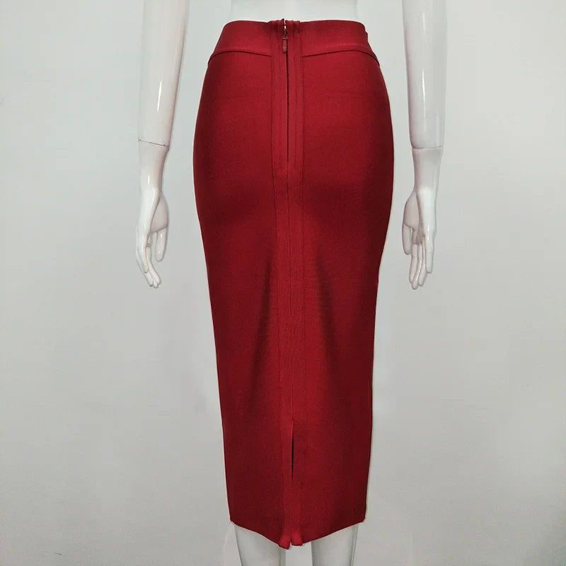 Women Candy Color Sexy Neon Green Brown Orange Yellow Knee Length Bandage Pencil Skirt 2020 Designer Skirt Faldas 78cm