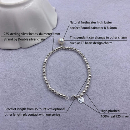 925 Sterling Silver Beads Bracelet Heart Charm Design Fashion Women Girls Lover Best Gift Hot Sale