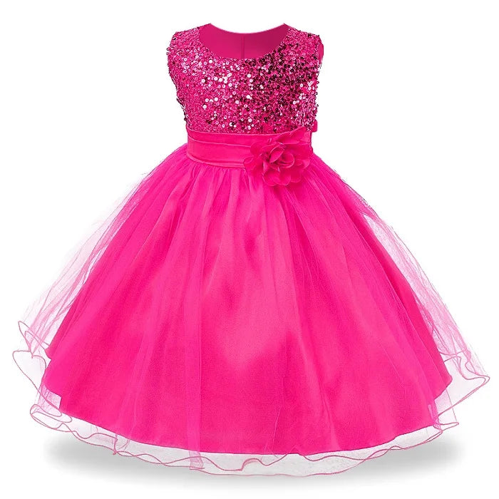 Baby Children Girl Dress NEW Kids Ceremonies Party Summer Princess Wedding Party dress sequins Sleeveless For Girls Clothes