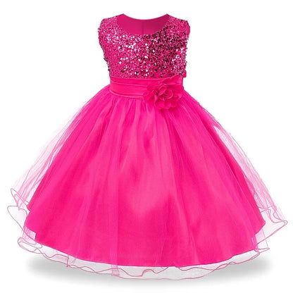 Baby Children Girl Dress NEW Kids Ceremonies Party Summer Princess Wedding Party dress sequins Sleeveless For Girls Clothes