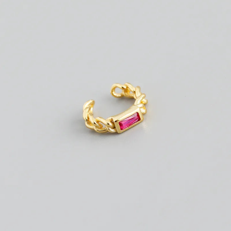925 Sterling Silver Colorful Square Shiny Zircon Beads Piercing Stud Earrings for Women Fashion Gothic Exquisite Jewelry