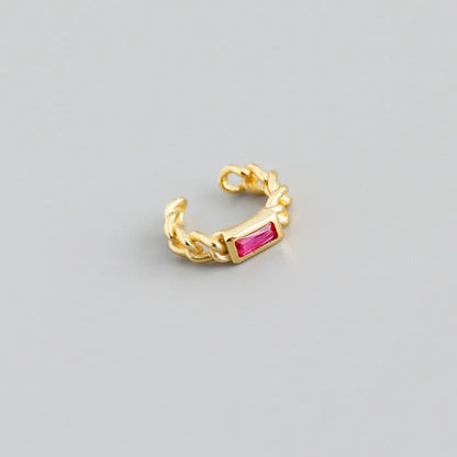 925 Sterling Silver Colorful Square Shiny Zircon Beads Piercing Stud Earrings for Women Fashion Gothic Exquisite Jewelry