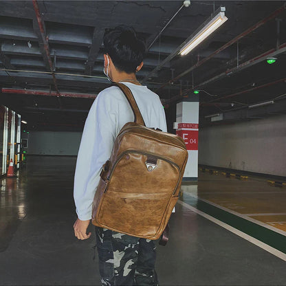 Men Backpack PU Leather Bagpack Large Laptop Backpacks Male Mochilas Casual Schoolbag For Teenagers Boys High Quality Rucksack