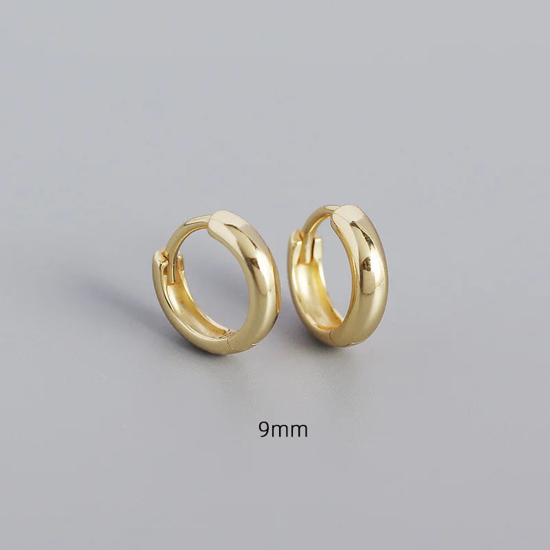 925 Sterling Silver Minimalism Punk Rock Wide Hoop Earrings for Women Men Fashion Gothic Bohe Huggie Ear Buckle Jewelry
