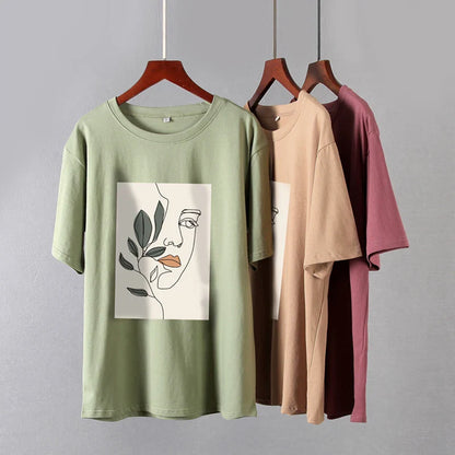 Gothic Graphic T Shirt Women 2023 Summer New Oversized Cotton Tees Casual Aesthetic Character Printed O Neck Tops
