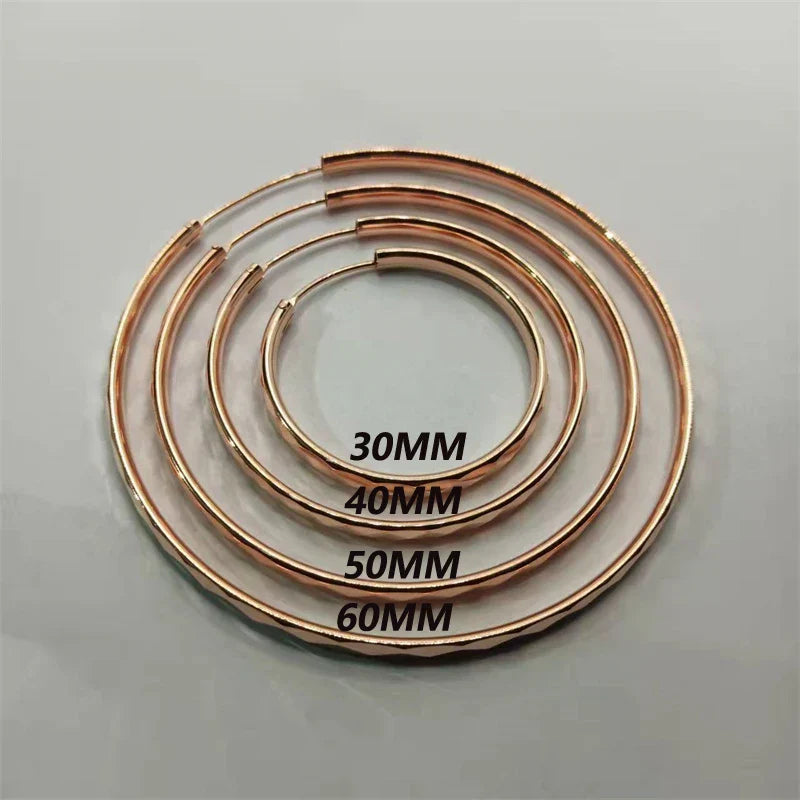 Women's Big Hoop Earrings, New Collection 100% 925 Sterling Silver Jewelry Fashion Women18K Golden серьги кольца