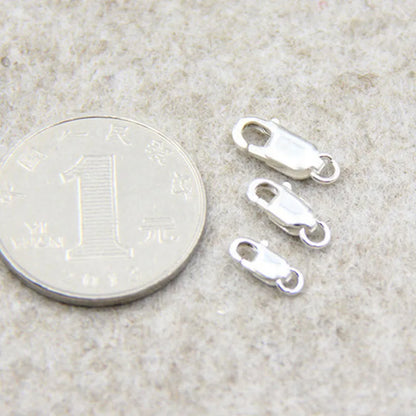 2pcs Genuine Real Solid 925 Sterling Silver Spring Lobster Clasps Hooks Claw Jewelry Making Findings Close Sealed Ring Buckle
