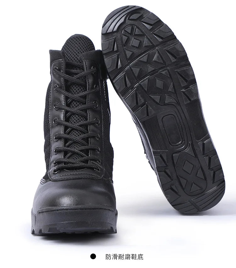 Men Breathable Mesh Tactical Boots Men Boots Outdoor Lightweight Hiking Shoes New Desert Combat Boots Work Men Shoes