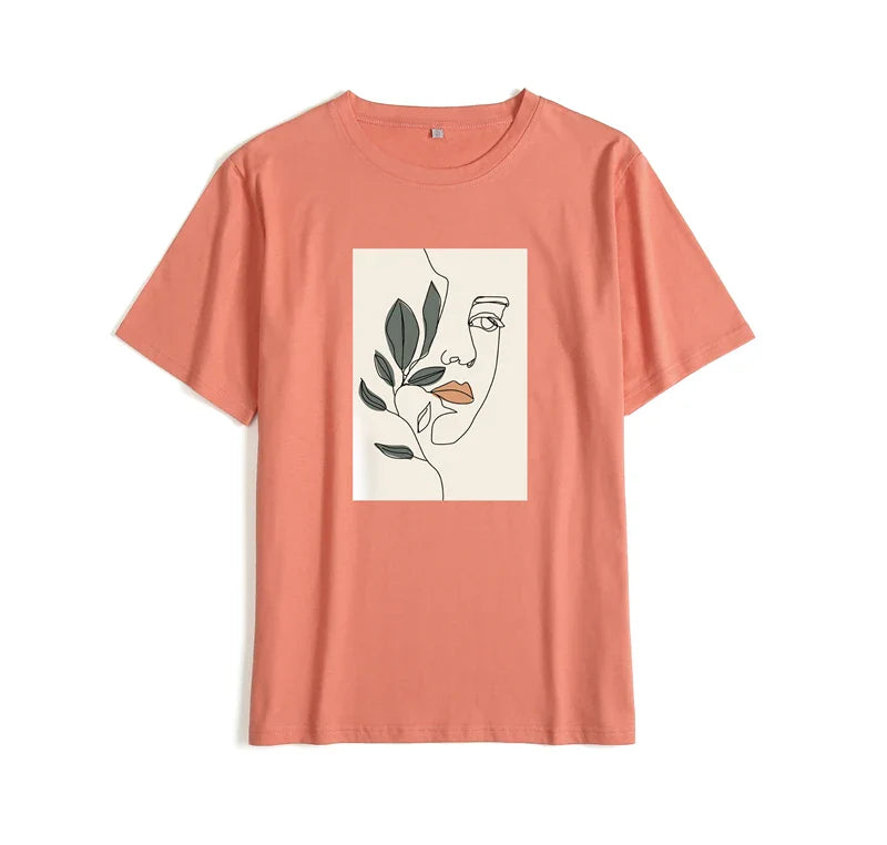 Gothic Graphic T Shirt Women 2023 Summer New Oversized Cotton Tees Casual Aesthetic Character Printed O Neck Tops