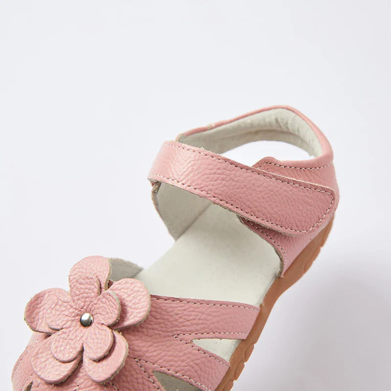Hot selling little girl flower Sandals kids closed toe princess shoes for summer 3-7years older