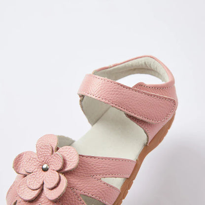 Hot selling little girl flower Sandals kids closed toe princess shoes for summer 3-7years older