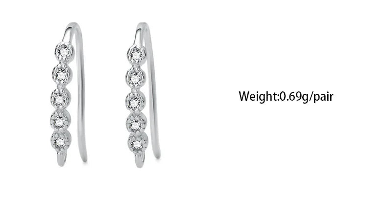 TrustDavis Real 925 Sterling Silver Fashion Dazzling CZ Opening Handmade Ear Hook Earring DIY Accessories Fine Jewelry HY365