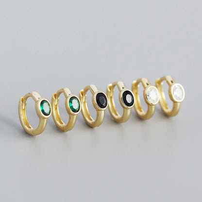 925 Sterling Silver Simple Oval Cut Zircon Hoop Earrings for Women Geometric European Piercing Huggie Jewelry Female Gift