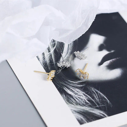 Luxury Genuine 925 Sterling Silver White Zircon Horse Eye Stud Earrings for Women Chic Office Youth Jewelry Accessories