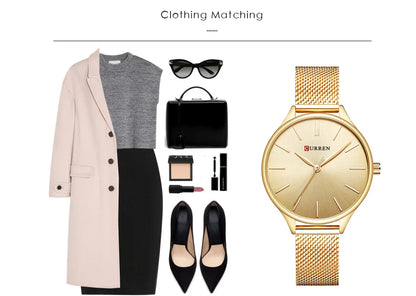 Original Women's Luxury Watch Matte Dial Japanese Quartz Movement Stainless Steel Mesh Strap with Box
