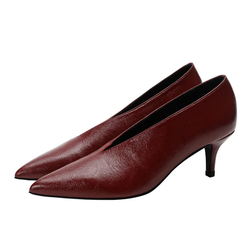 Sexy Autumn New Designer Vintage Evening Shoes Ladies Fashion Pointed Toe V Cut Woman Shoes High Heel Pumps Sexy C323