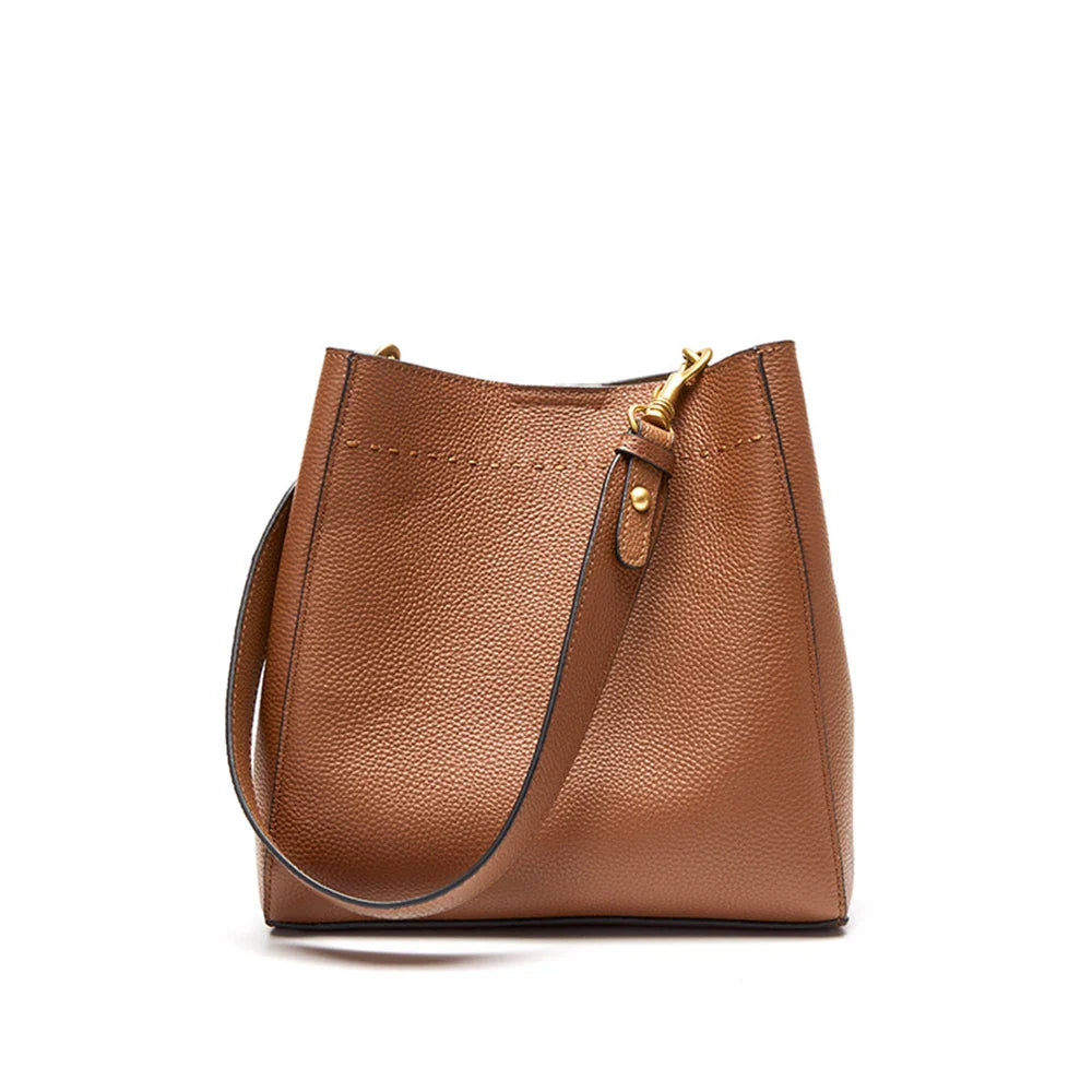 Genuine Leather Casual Shopper Shoulder Bag Commuter Large Bucket Handbag Simple High Quality Women Tote Underarm Bags